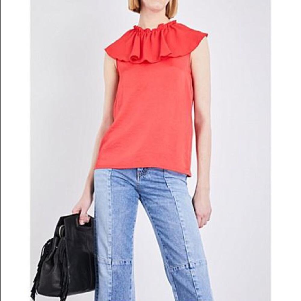 NWT maje Lierro Ruffle Overlay Rouge Top Size Medium